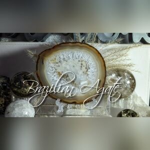 Natural Brazilian Agate Quartz Crystal Slice